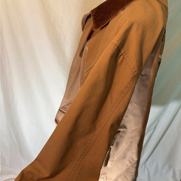 Dunbrooke Tan Bomber Jacket with Corduroy Collar SZ Medium Light Flannel lined - Picture 12 of 12